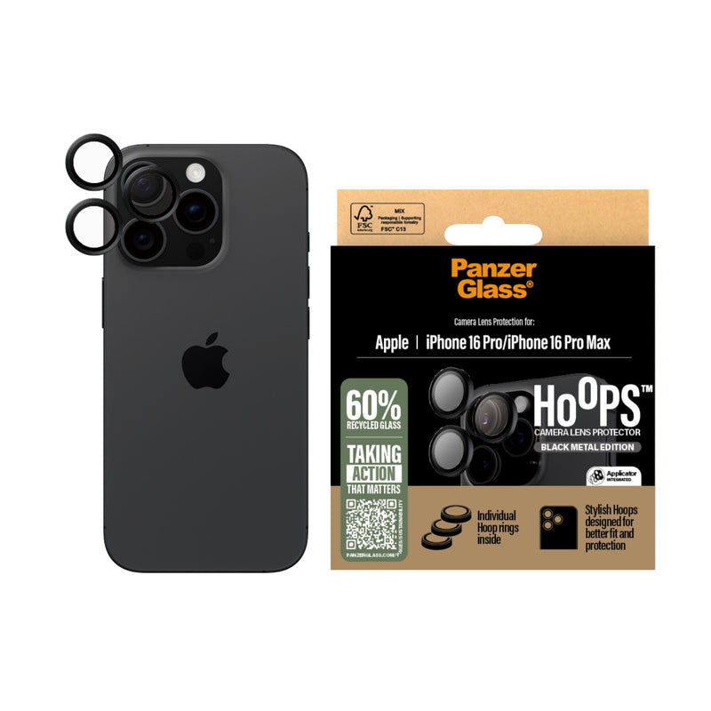 PanzerGlass Hoops Lens Screen Protector - Apple iPhone 16 Pro / iPhone 16 Pro Max - Black (1284)