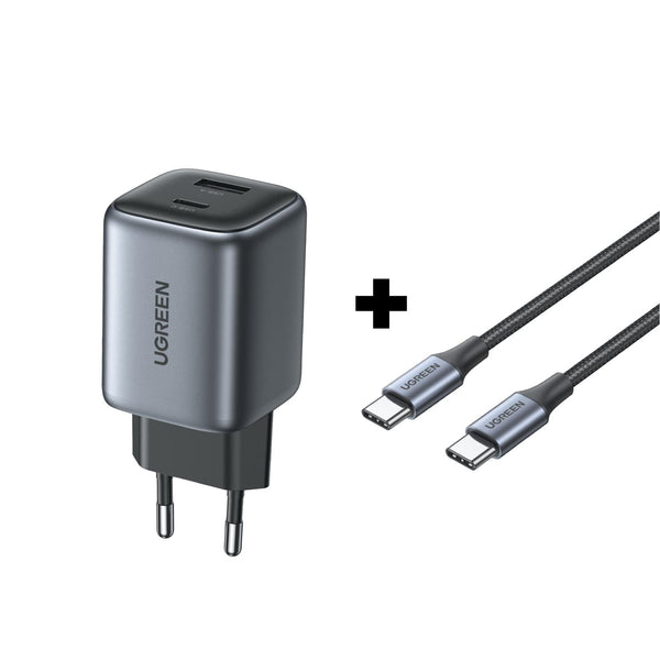 UGREEN Nexode 2 Port Wall Charger 35W & Type-C To Type-C Cable 60W 1 Metre (UG-BUN-CD350)