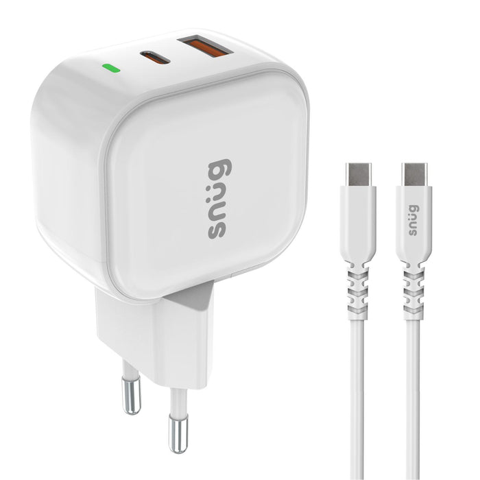 Snug USB/Type-C Wall Charger 35W with Type-C Cable - White (SNP-TR-35BUC-TY)