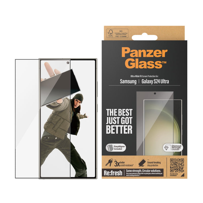 PanzerGlass Screen Protector Ultra Wide Fit With EasyAligner - Samsung Galaxy 24 Ultra - Black (7352)