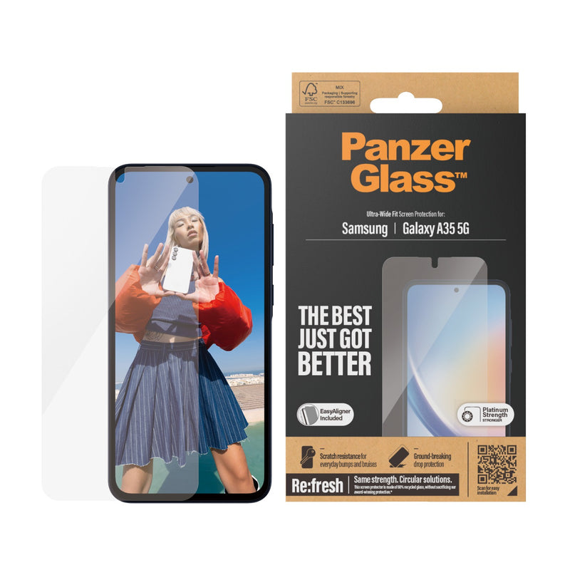 PanzerGlass Screen Protector Ultra Wide Fit With EasyAligner - Samsung Galaxy A35 5G - Clear (7357)