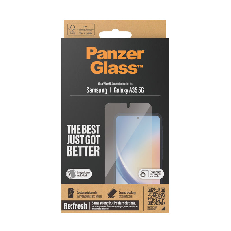 PanzerGlass Screen Protector Ultra Wide Fit With EasyAligner - Samsung Galaxy A35 5G - Clear (7357)