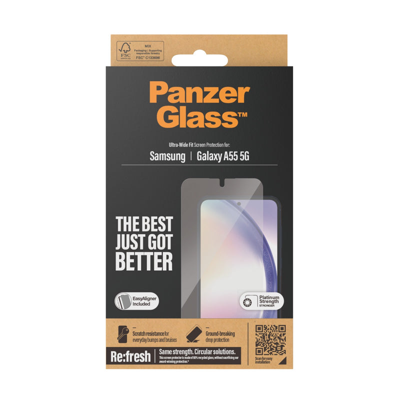 PanzerGlass Screen Protector Ultra Wide Fit With EasyAligner - Samsung Galaxy A55 5G - Clear (7358)