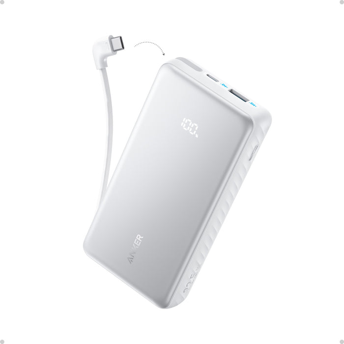 Anker Zolo Power Bank 20000mAh 22.5W With Built-in USB-C Cable - White (A110EH21)