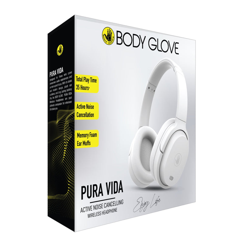 Body Glove PURA VIDA ANC Wireless Over-Ear Headphone - White (BGAU-HPPURAV-WH)