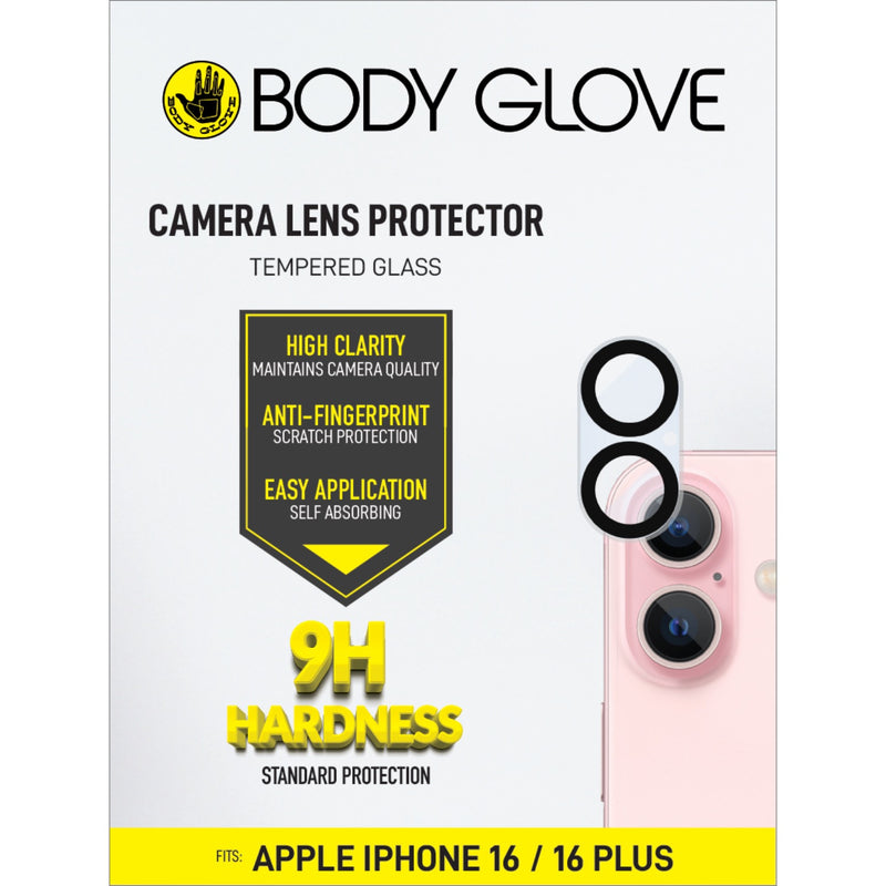 Body Glove Tempered Glass Camera Screen Protector - Apple iPhone 16 Plus - Black (BGCGTG-IP16)