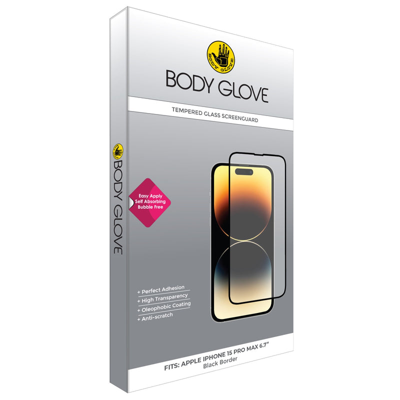 Body Glove Tempered Glass Screen Protector - Apple iPhone 15 Pro Max - BGSGFGTG-I15PMB