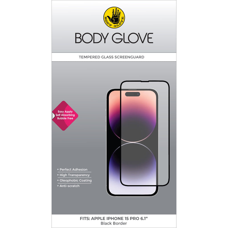 Body Glove Tempered Glass Screen Protector - Apple iPhone 15 Pro - BGSGFGTG-I15PRB