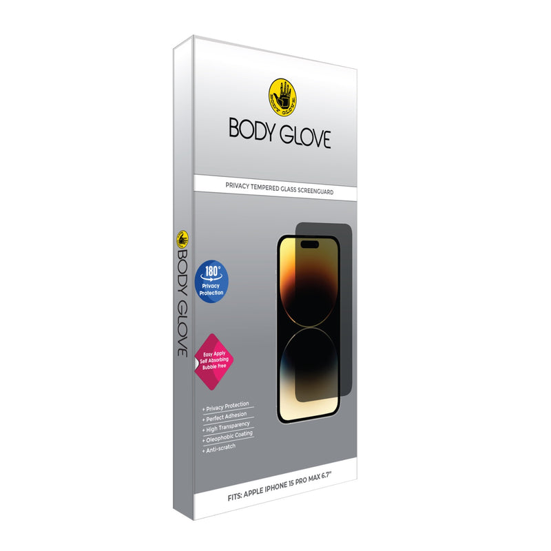 Body Glove Privacy Tempered Glass Screen Protector - Apple iPhone 15 Pro Max - BGSGPTG-IP15PM