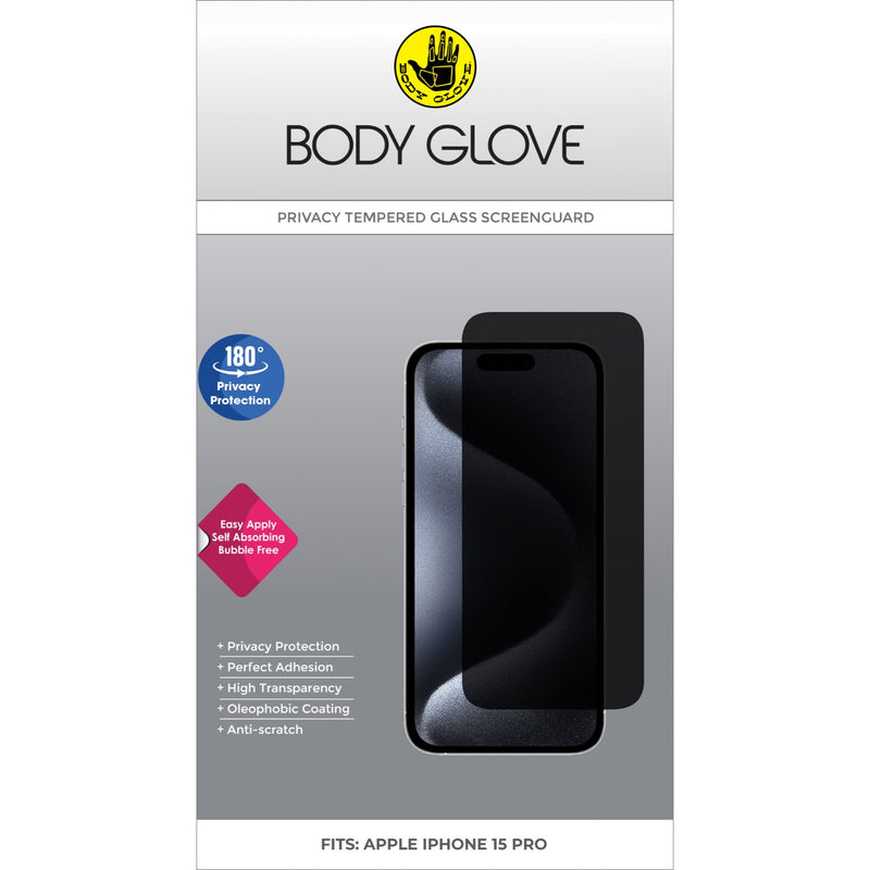 Body Glove Privacy Tempered Glass Screen Protector - Apple iPhone 15 Pro - BGSGPTG-IP15PR