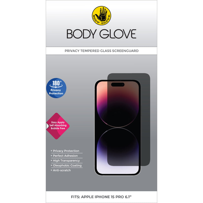 Body Glove Privacy Tempered Glass Screen Protector - Apple iPhone 15 Pro - BGSGPTG-IP15PR