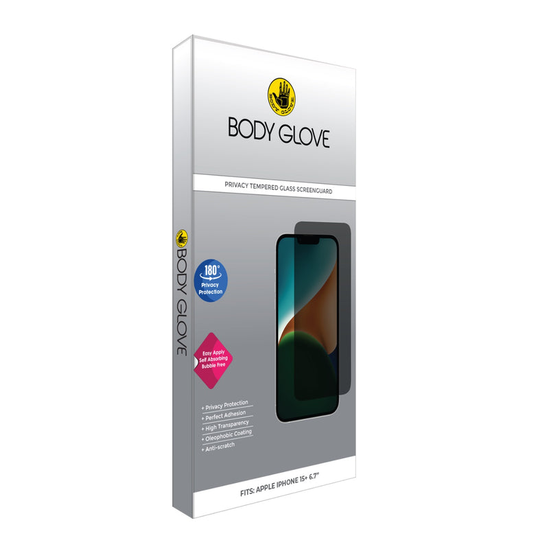 Body Glove Privacy Tempered Glass Screen Protector - Apple iPhone 15 Plus - BGSGPTG-IP15P