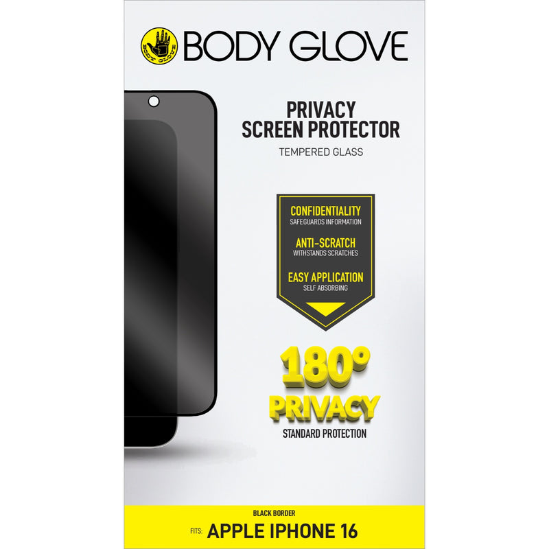 Body Glove Privacy Tempered Glass Screen Protector - Apple iPhone 16 / iPhone 15 - Black Border (BGSGPTG-IP16)