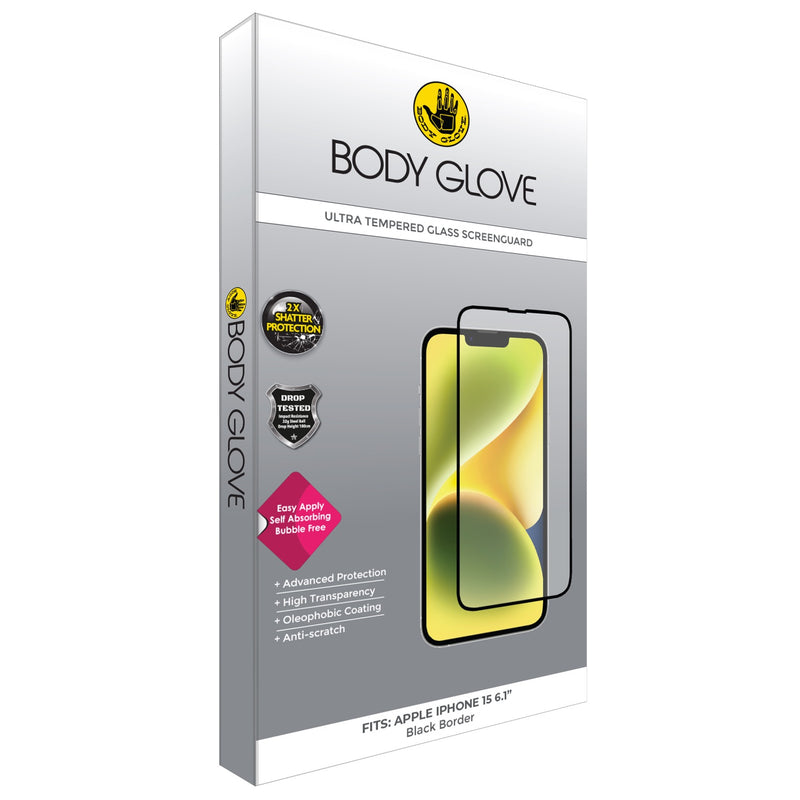Body Glove Ultra Tempered Glass Screen Protector - Apple iPhone 15 - BGSGUL-I15-BK