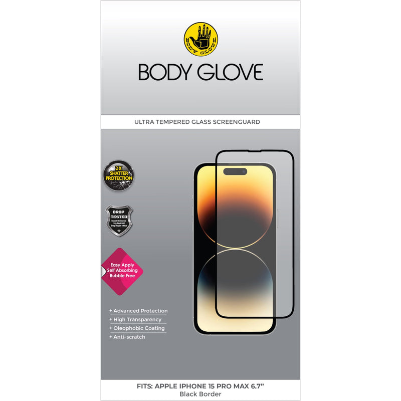 Body Glove Ultra Tempered Glass Screen Protector - Apple iPhone 15 Pro Max - BGSGUL-I15PM-BK