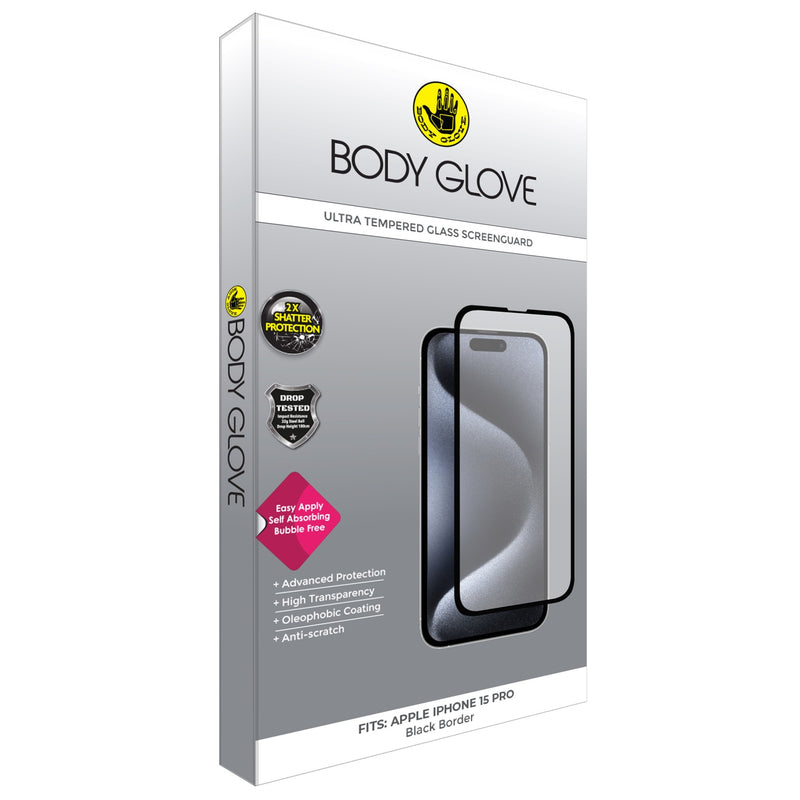 Body Glove Ultra Tempered Glass Screen Protector - Apple iPhone 15 Pro - BGSGUL-I15PR-BK
