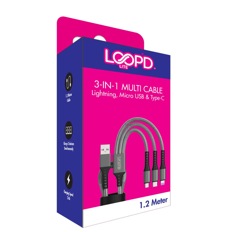 LOOPD Lite 3 in 1 Multi Cable - 1.2 Metre
