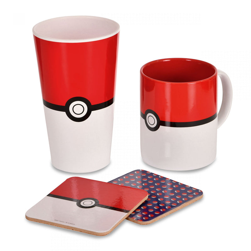 Pokemon - XXL Glass - Mug - 2 Coasters Pokeball
