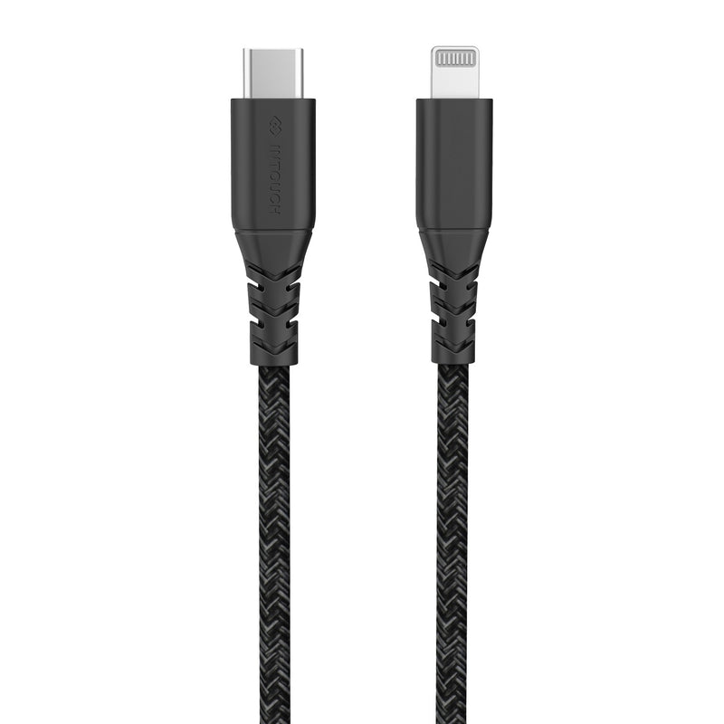 INTOUCH Type-C To MFI Lightning Recycled Braided Cable 2 Metre - Black (IT-CSC4009)