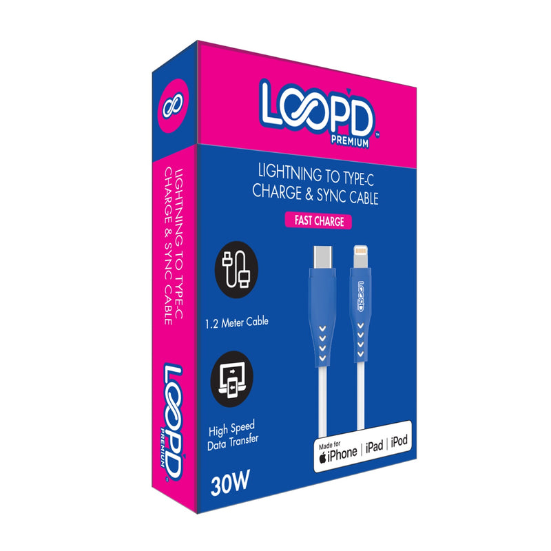 LOOP'D MFI To USB Type-C Cable 30W - 1.2 Meter
