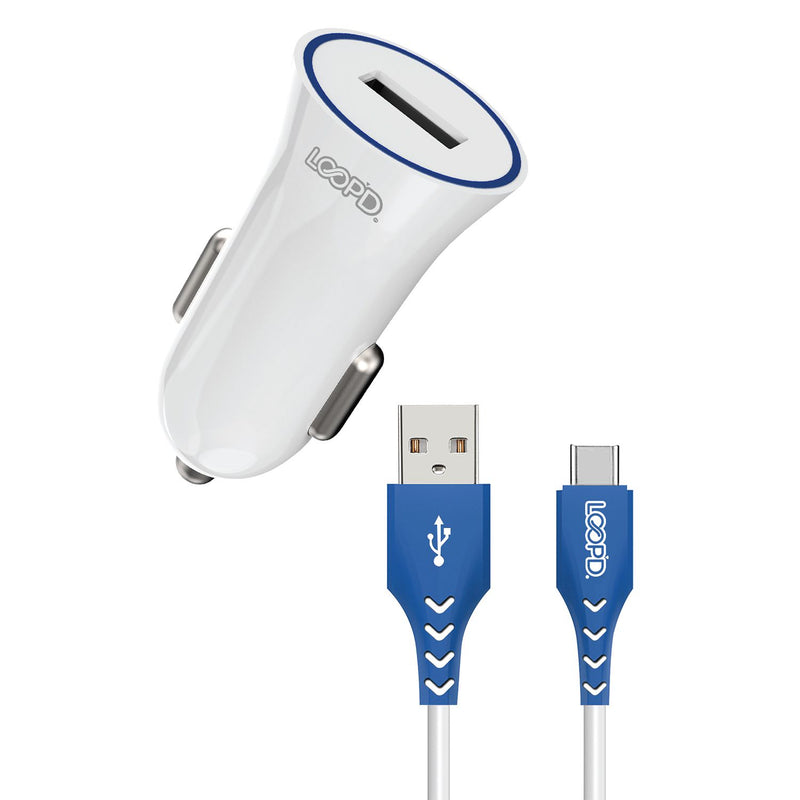 LOOP'D USB Port Car Charger With Type-C Cable - 10.5W