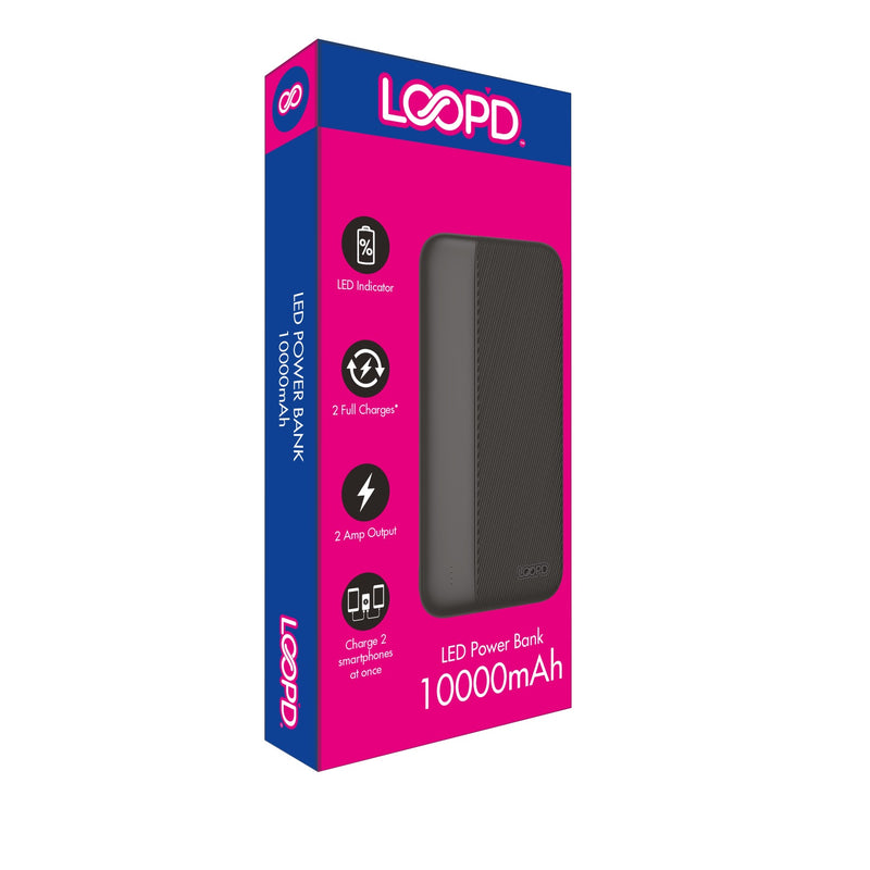 LOOPD 4LED Indicator Powerbank - 10000mAh Black