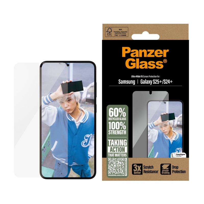 PanzerGlass Screen Protector Ultra Wide Fit - Samsung Galaxy S25+ - Clear (PGRNUWFG37942)