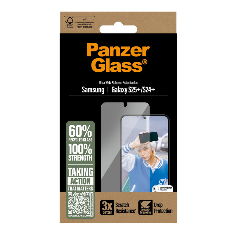 PanzerGlass Screen Protector Ultra Wide Fit - Samsung Galaxy S25+ - Clear (PGRNUWFG37942)