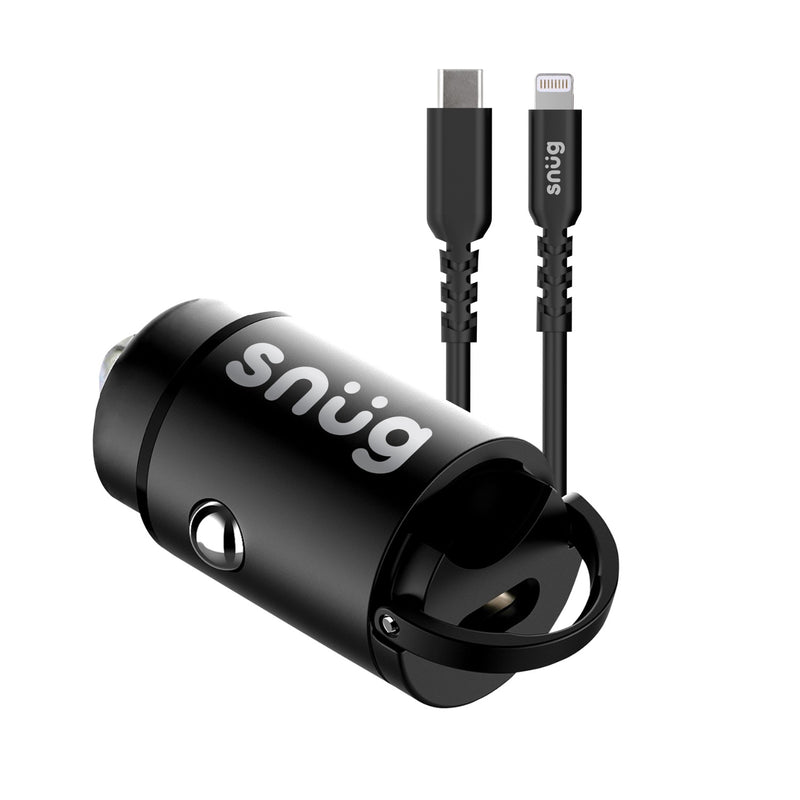 Snug Mini PD Port Car Charger With Lightning Cable - 30W