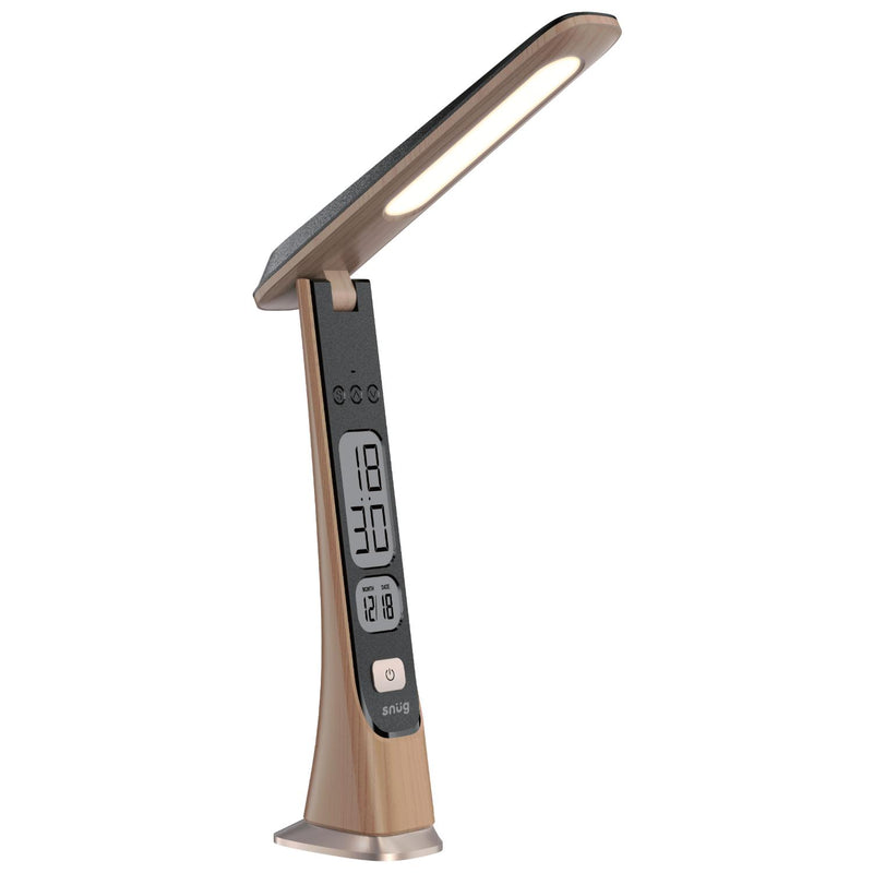 Snug LED Desk Lamp With Clock - Wood (SNLMP-DSKCLK-WD)