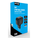 Snug 2 Port USB/Type C Wall Charger 35W - Black (SNP-TR-35BUC-B)