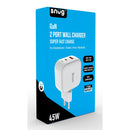 Snug 2 Port USB/Type C Wall Charger 45W - White (SNP-TR-45BUC-W)