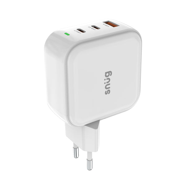 Snug 3 Port PD/USB GaN Wall Charger - 65W - White (SNP-TR-65BUC2-W)