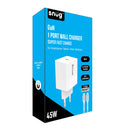 Snug 1 Port Type C PD Home Charger With Cable - 45W - White (SNPW-1PD45PRTCW)