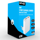Snug 2 Port PD GaN Slim Wall Charger 65W - White (SNPW-2SLIM65-WH)