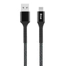 Snug USB To MFI Lightning Nylon Braid Cable 12W - 1.2 Meter - Black/Silver (SNPW-CABNMFIU-B)