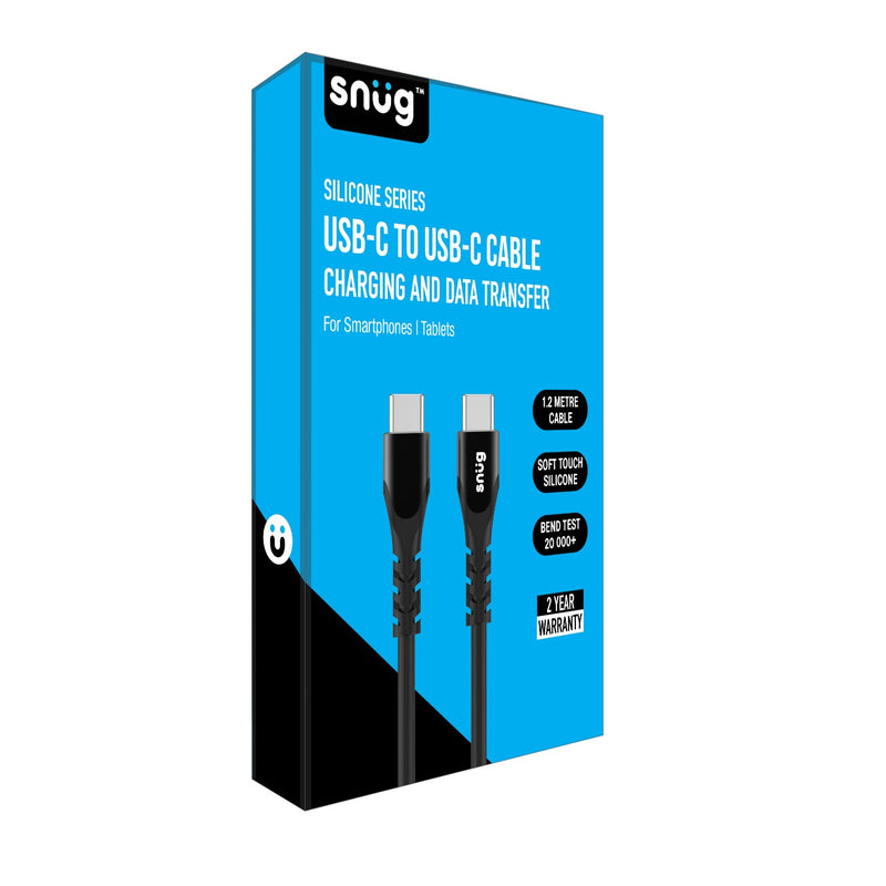 Snug Type-C To Type-C Silicone Cable - 1.2 Meter - Black (SNPW-CABSLTY-BK)