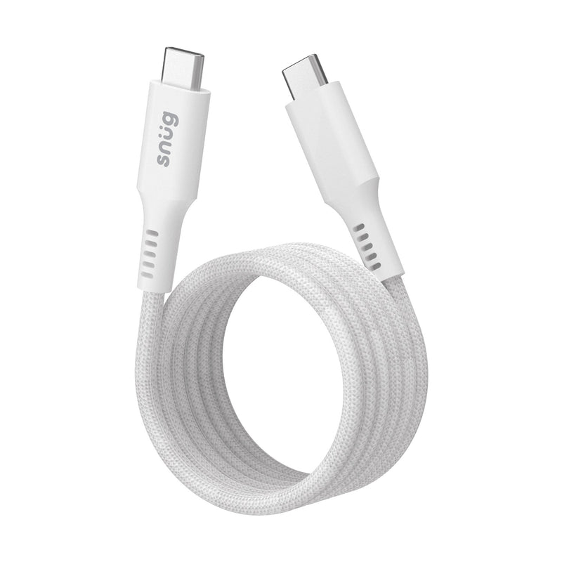 Snug Type-C To Type-C Magnetic Braided Cable 60W -  1.2 Metre - White (SNPW-CMAGTYC-WH)