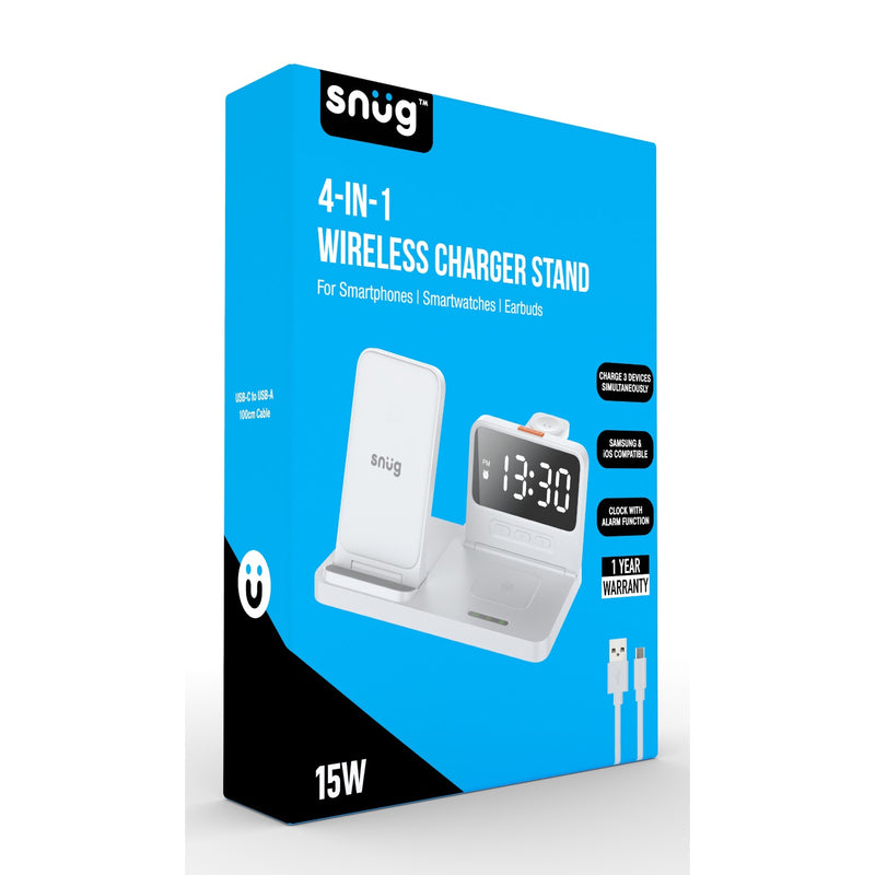 Snug 4-In-1 Wireless Stand Charger 15W - White (SNWI-STD4IN1-WH)