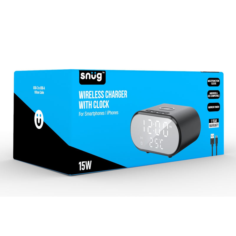Snug Wireless Charger With Clock 15W - Black (SNWI-STDCLK-BK)