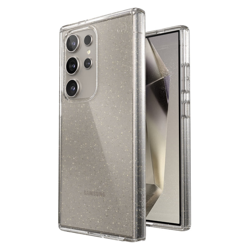 Speck Presidio Lux Clear Glitter Case - Samsung Galaxy S24 Ultra - Clear With Gold Glitter