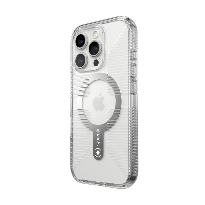 Speck Gemshell Grip MagSafe Case - Apple iPhone 16 Pro - Clear & Chrome (SPK150709-5085)