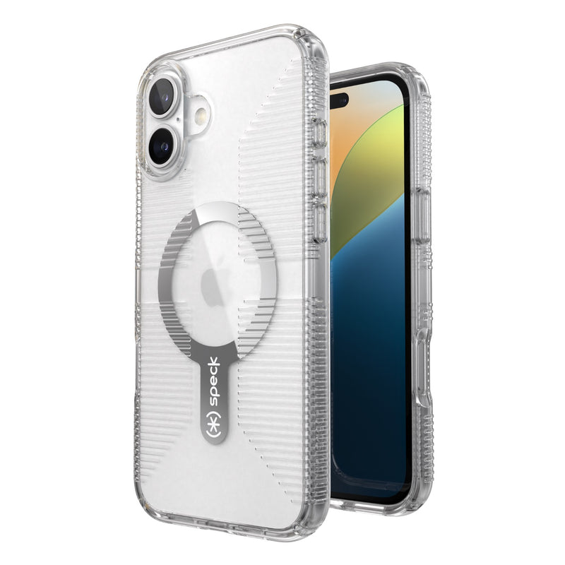 Speck Gemshell Grip MagSafe Case - Apple iPhone 16 Plus - Clear & Chrome (SPK150721-5085)