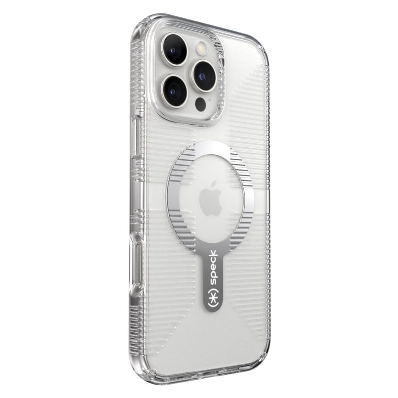 Speck Gemshell Grip MagSafe Case - Apple iPhone 16 Pro Max - Clear & Chrome (SPK150733-5085)