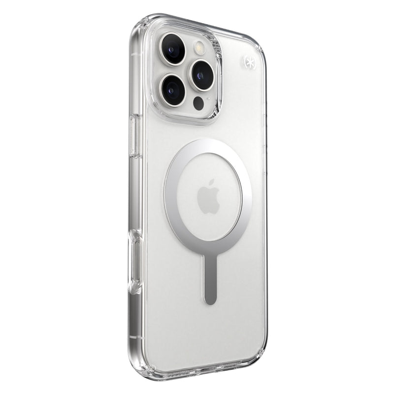 Speck Presidio Perfect Clear MagSafe Case - Apple iPhone 16 Pro Max - Clear & Chrome (SPK150773-3240)