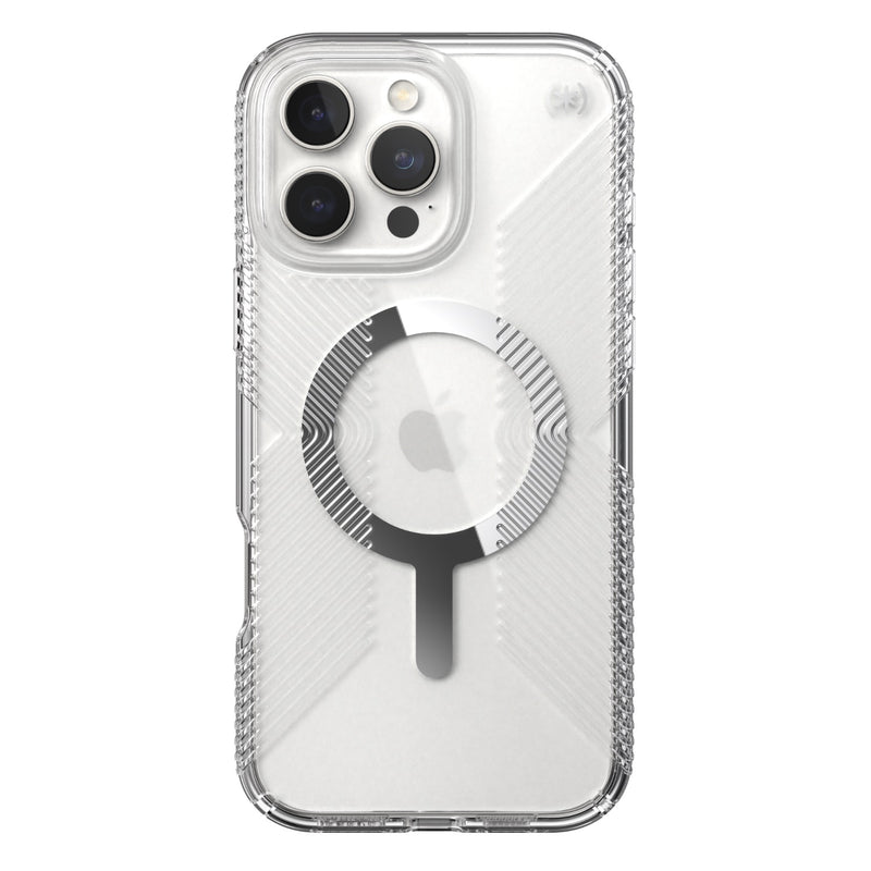 Speck Presidio Perfect Clear Grip MagSafe Case - Apple iPhone 16 Pro Max - Clear & Chrome (SPK150842-3223)