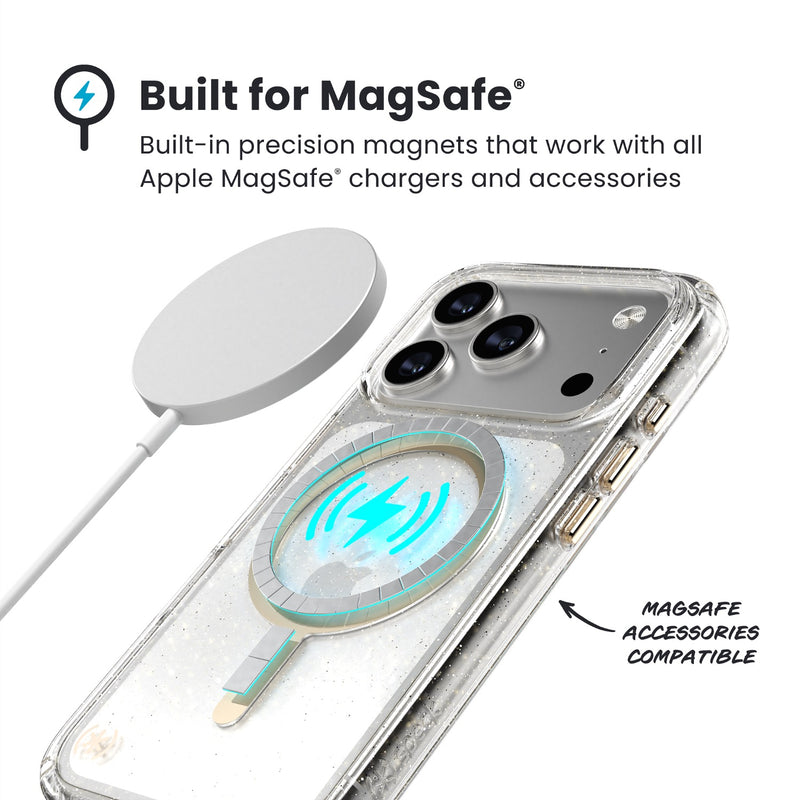 Speck Presidio Lux MagSafe Case - Apple iPhone 17 Pro - Gold Glitter (SPK150978-9221)