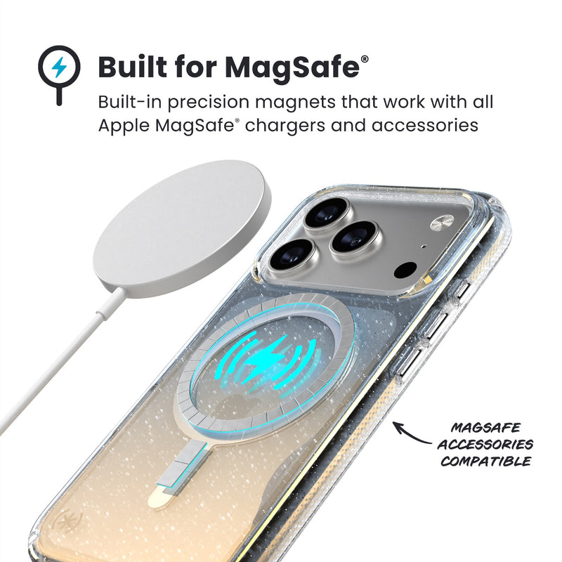 Speck Presidio Lux MagSafe Case - Apple iPhone 17 Pro - Silver Glitter (SPK151022-3274)