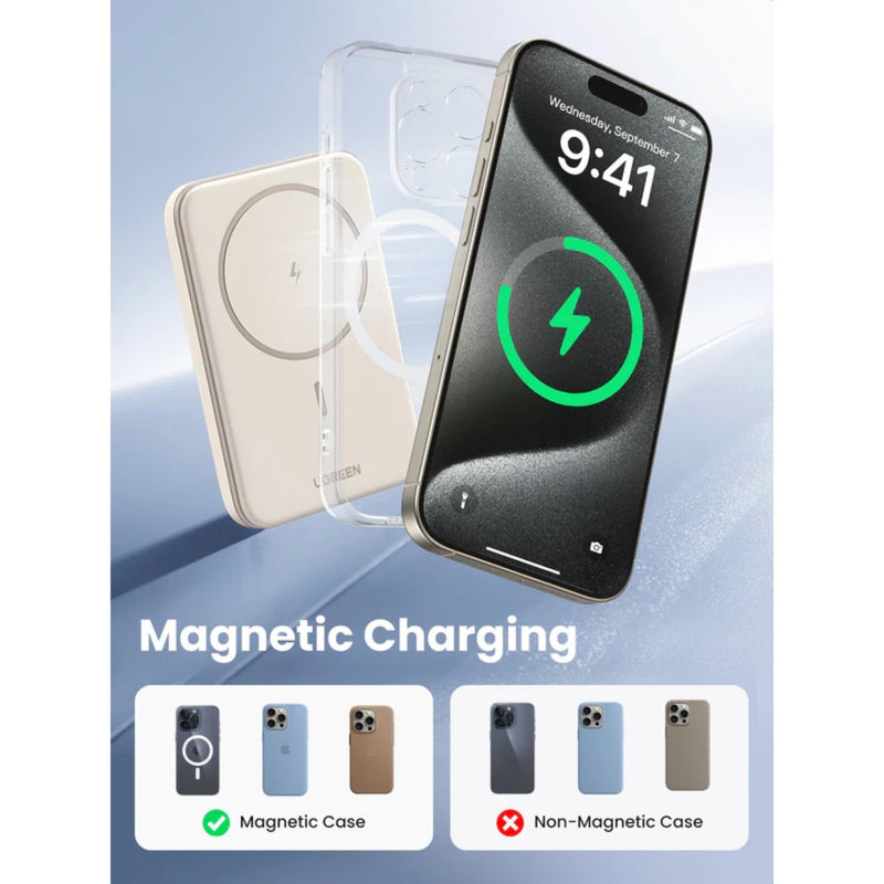 UGREEN Magnetic Wireless Power Bank 5000mAh - White (UG-PB560-25207)