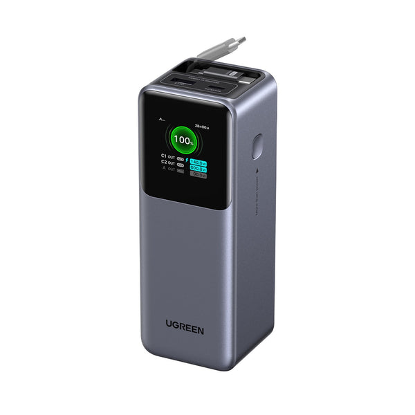 UGREEN 20000mAh Power Bank With Retractable Cable 165W - Grey (UG-PB726-55987B)